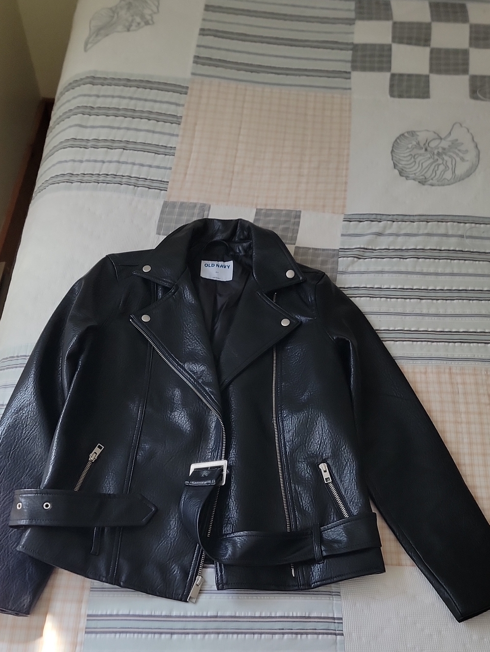 Old Navy Black Faux Leather Moto-Style Jacket